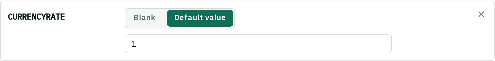One optional column row: the column name Project_HDR beside a three-way control offering Blank, Default value and Master data, with Master data selected.